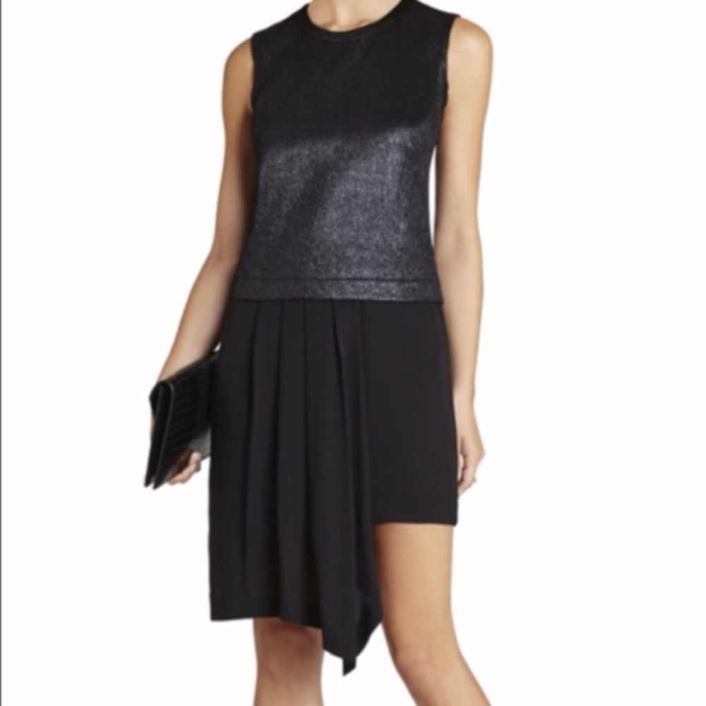 BCBGMaxAzria Black Sleeveless Asymmetric Hem Dress